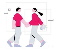 Couple of man and woman shake hands. Vector illustration in flat style
