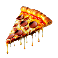 AI generated Flying pepperoni pizza isolated on a white or transparent background png