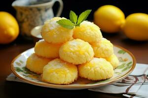 AI generated Aromatic Lemon cheese cookies. Generate Ai photo