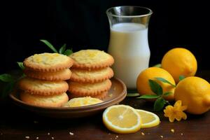 AI generated Zesty Lemon cheese cookies. Generate Ai photo