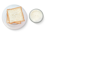 brood in een bord melk in een glas PNG transparant