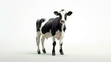 AI generated Black White Cow on White Background. Milk, Meat, Beef, Ranch, Farm photo