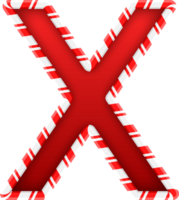 Christmas Candy Cane Alphabet Letter X png
