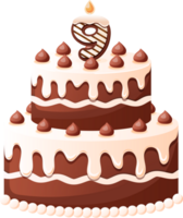 Chocolate Birthday Cake With Candle Number 9 png