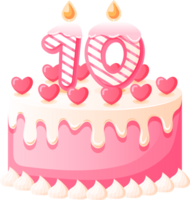 Love Birthday Cake with Candle Number 10 png