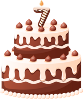 chocola verjaardag taart met kaars aantal 7 png