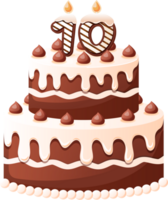 chocolate cumpleaños pastel con vela número 10 png