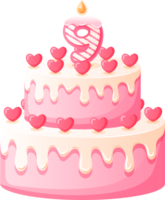 amor cumpleaños pastel con vela número 9 9 png