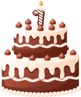 Chocolate Birthday Cake With Candle Number 1 png