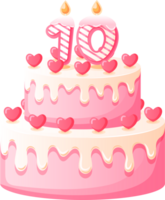 Love Birthday Cake with Candle Number 10 png