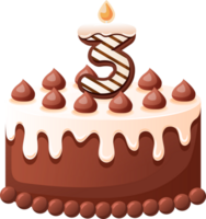 Chocolate Birthday Cake With Candle Number 3 png