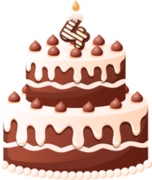 chocolate cumpleaños pastel con vela número 4 4 png