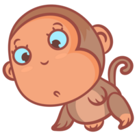 Little monkey cartoon acting confused gesture png
