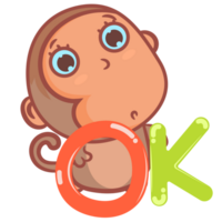 Brown monkey cartoon with ok gesture png