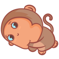 mono pequeño chico dibujos animados sonriente y tímido gesto png