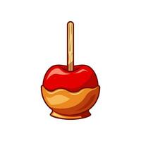 Caramel candy apple vector isolated on white background