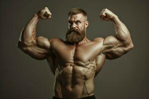 AI generated Vigorous Man muscle gym training. Generate Ai photo