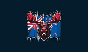 head moose with flag australia vector artwork design