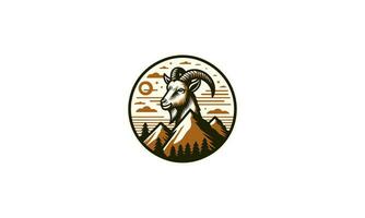 goat on mountain vector illustration logo design