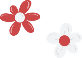 Red and white flowers element png
