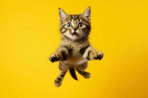 AI generated Dynamic Jumping cat background. Generate Ai photo