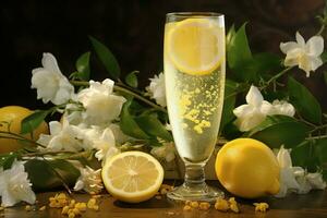 AI generated Refreshing Lemon sparkling drink. Generate Ai photo