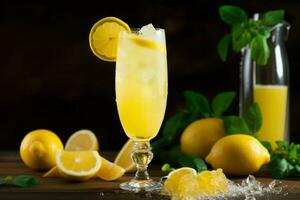 AI generated Zesty Lemon sparkling drink. Generate Ai photo