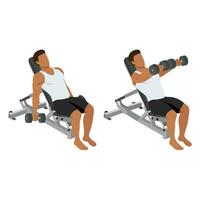 Man doing Front incline dumbbell raise exercise. vector