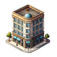 AI generated Watercolor of isometric building. Isolated no background Generative Ai png