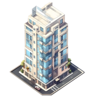 AI generated Watercolor of isometric building. Isolated no background Generative Ai png