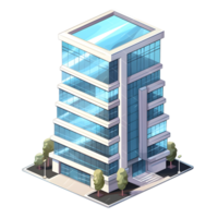 AI generated Watercolor of isometric building. Isolated no background Generative Ai png