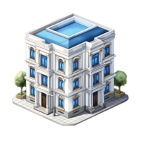 AI generated Watercolor of isometric building. Isolated no background Generative Ai png