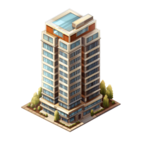 AI generated Isometric building watercolor style. Isolated no background Generative Ai png