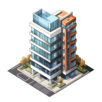 AI generated Watercolor of isometric building. Isolated no background Generative Ai png