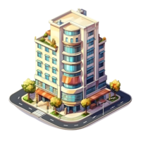 AI generated Watercolor of isometric building. Isolated no background Generative Ai png