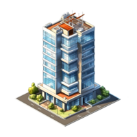 AI generated Watercolor of isometric building. Isolated no background Generative Ai png