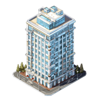 AI generated Watercolor of isometric building. Isolated no background Generative Ai png