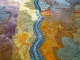 aéreo ver de minería actividad. apocalipsis escenario. tierra destrucción. ruptura de naturaleza. extrayendo natural recursos desde el tierra a vender en el mundo mercado. ecológico desastre. foto