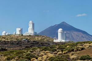 View of the Teide Observatory, on Tenerife, Canary Islands, Spain. Astrophysics in Teide National Park. photo
