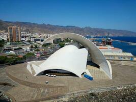 Aerial view of the Auditorium of Tenerife Adan Martin in the Canary Islands, Spain. Famous city destination for holidays and vacation. photo