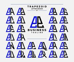 moderno línea resumen trapezoide minúsculas letra mi ee logo diseño conjunto vector