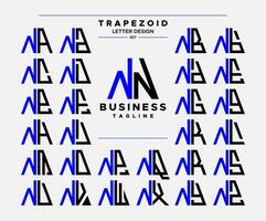 Modern line abstract trapezoid letter N NN logo design set vector