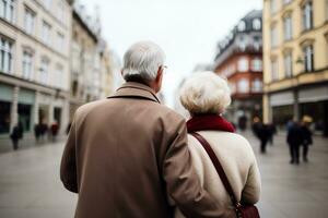 AI generated Elderly Couple Embraces Tenderly, Wrapping Each Other in Love's Warmth, AI generated photo