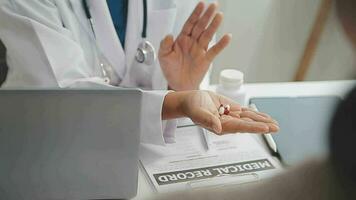 Doctor consulting patient hands closeup. Patient sitting at doctor office. Diagnostic, prevention of women diseases, healthcare, medical service, consultation or education, healthy lifestyle concept video