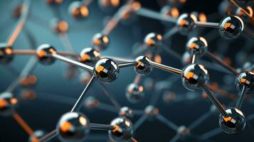 AI generated Microscopic molecules ai generated biotechnology close-up image photo