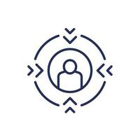 Focus on client icon, customer centricity line vector