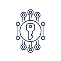 private key, encryption line icon vector