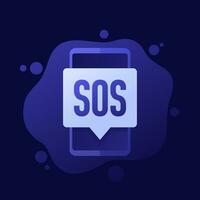SOS message in a phone icon, vector design