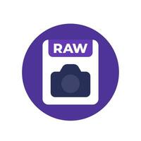 raw file icon with a camera, flar vector design