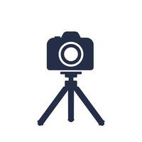 Camera on tripod icon on white vector